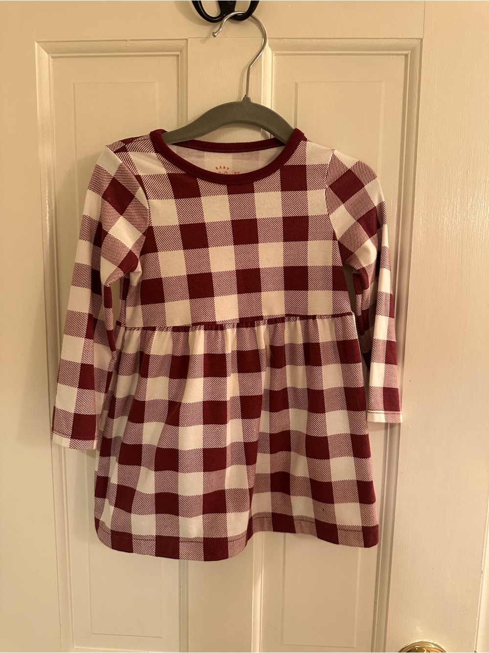Cat and Jack Toddler Burgundy Checkered Long-Sleeve Dress
